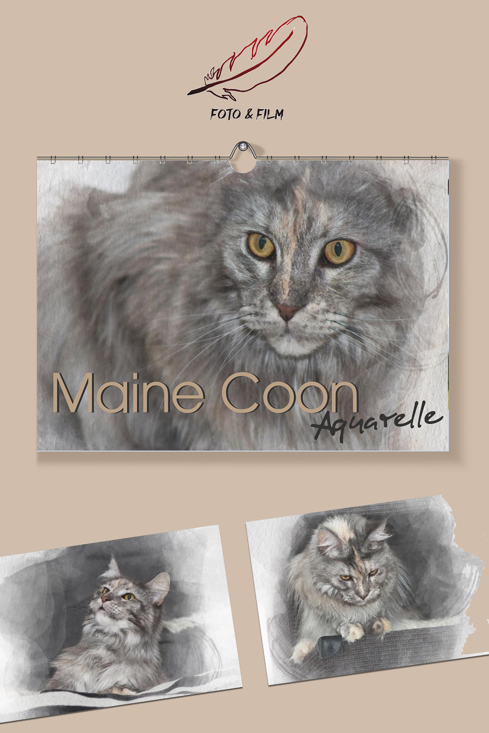 Wandkalender 2025 "MainE Coon Aquarelle"